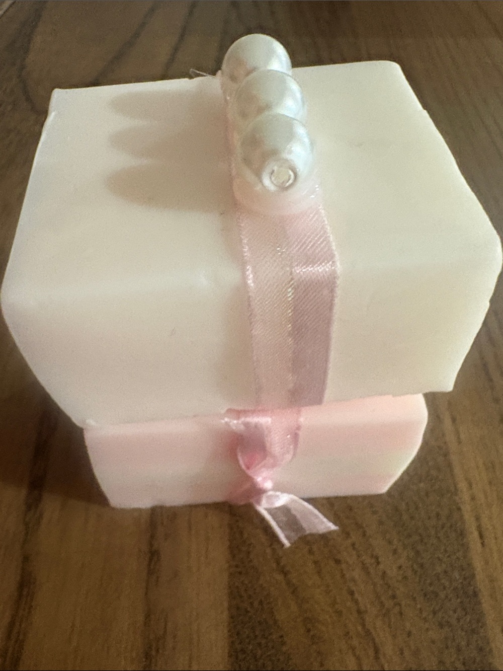 Handcrafted Pink & Ivory Decorative Soap Bars with Ribbon